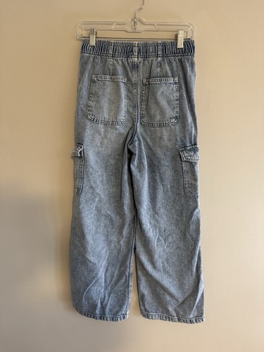 GAP Easy Wide Leg Pull On Cargo Jeans girls size XXL light wash Grunge 90s Y2K - Picture 5 of 12
