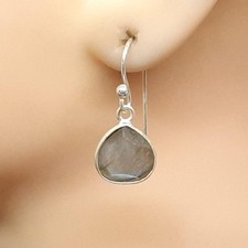 Vintage 6.25ctw Labradorite 925 Sterling Silver Dangle Earrings