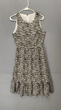 J Crew Women Dress 2 Animal Print Sleeveless A Line Ruffle Casual Fit Midi