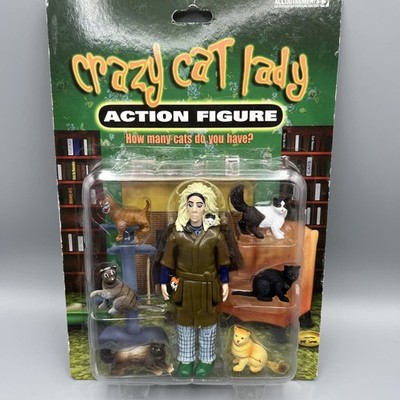 Crazy Cat Lady Action Figure With 6 Cats 2004 Cat Lover Unopened 