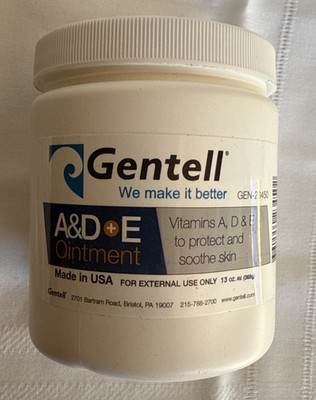 Gentell Vitamins A&D (+E) to Protect an soothe skin 13 Oz Jar New