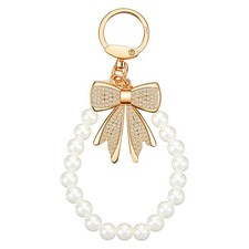 2Pcs Rhinestone Bow Keychain for , Initial Pearl Chains Sparkly Bow Backpack ...