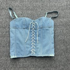 90s Victoria’s Secret Denim Bra Top Vintage Chambray Corset Bustier Medium