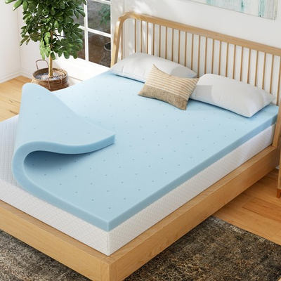 #ad 2quot; Memory Foam Mattress Topper Cooling Gel Pressure Relief CertiPUR Blue $46.99