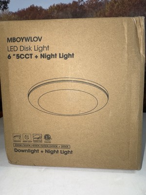 MBOYWLOV LED Disk Ceiling Light 6'' 5CCT Downlight & Night Light 6-Pk 3000-6000K
