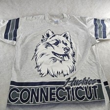 1980s UCONN Connecticut Huskies Single Stitch Gray T- Shirt Men's Large Vintage