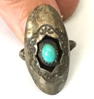 Vintage Ring MARKED AR 925 STERLING SILVER Size 8 Navajo Turquoise Band lot y