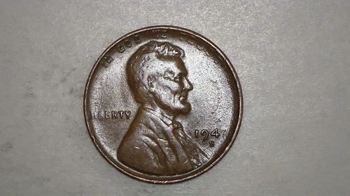 1947-S Lincoln Wheat Cent Grease Filled Die Strike Error - VF - Free Shipping.