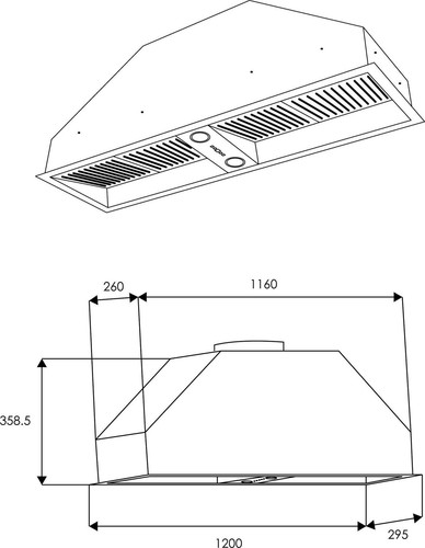 Schweigen 120cm Single 1600m3/hr Undermount Rangehood UM-12UMSP - Picture 2 of 2