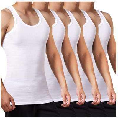 Herren Unterhemd Baumwolle 5er Pack Tank Top Casual Sport Weiß Schwarz