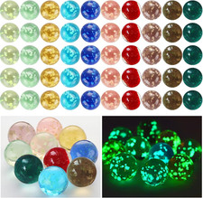 Skylety 50 Pieces Marbles Glow in the Dark Handmade Glass Marbles Colorful Glass