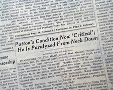 General GEORGE S. PATTON Old Blood & Guts WWII U.S. Army 1945 Car Accident News