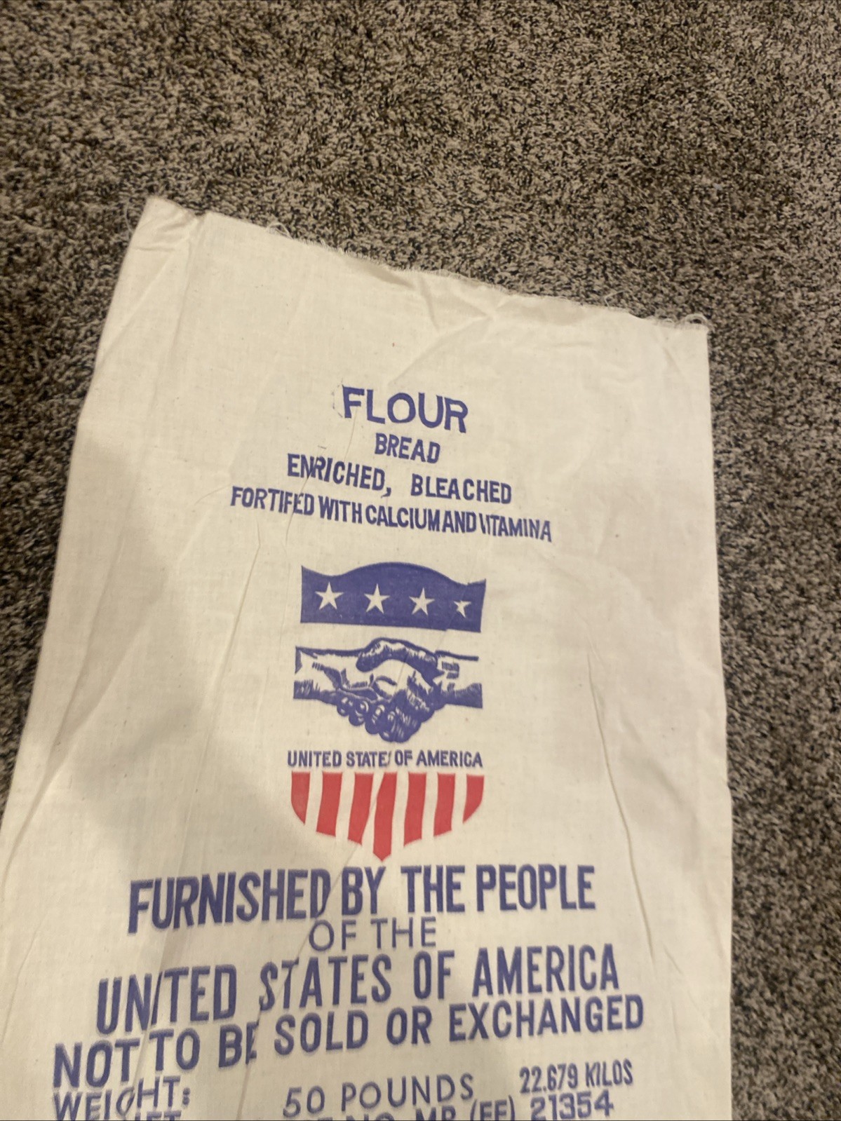 Vintage 50 Lb Flour Sack Donated By People Of The United States Of America