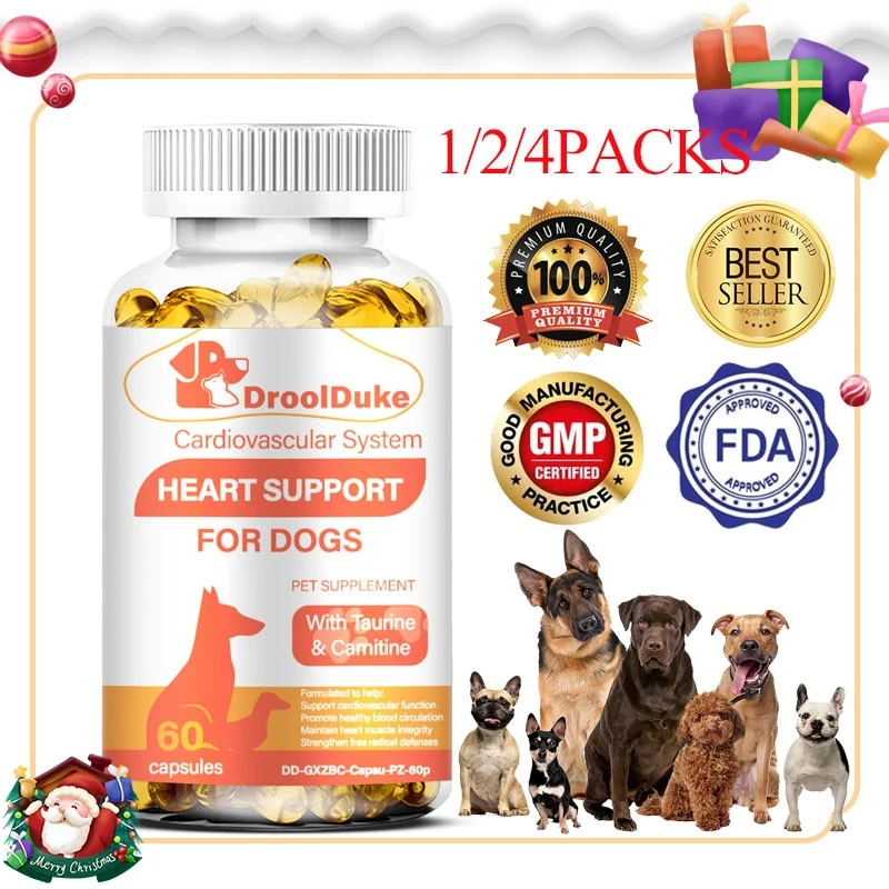 DROOL DUKE Dog heart supplements help regulate heart rate w/L-Taurine, L-Carnitine & CoQ10