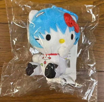 Hello Kitty x Evangelion Rei Ayanami Plush Mascot Keychain Sanrio