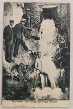 rare postcard ascoli piceno aquasanta thermal baths animated waterfall travelled 1929
