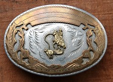 Vintage Hand Made Cowboy Horse Rodeo Calf Roping Western Belt Buckle