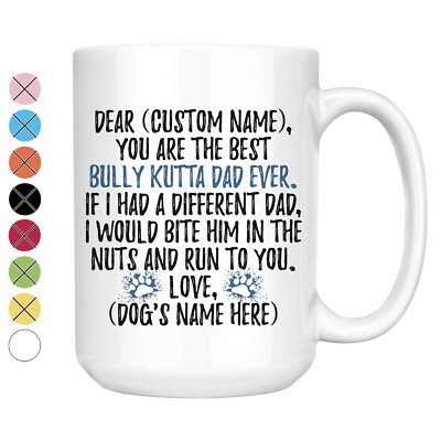 Personalized Bully Kutta Dog Dad Coffee Mug, Alangu Mastiff Owner Men Gift