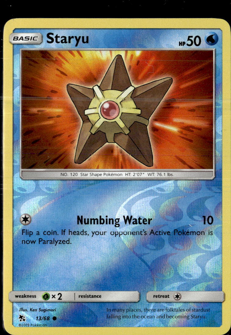 Pokemon Staryu 13/68 Hidden Fates Reverse Holo Common  2 Card Lot