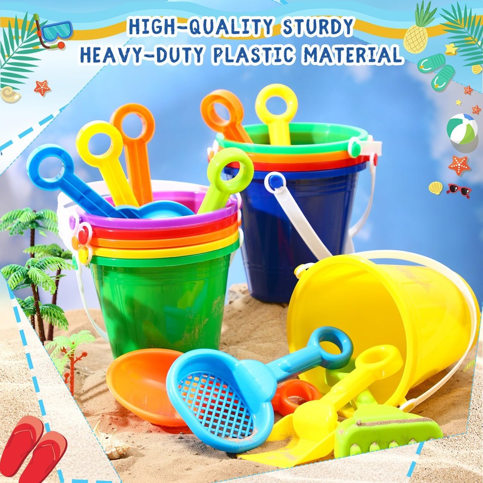 12 Sets Colorful Beach Pails Sand Buckets and Shovels Toy 5 Inch Beach Pails eBay