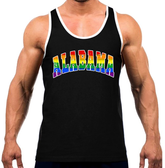 Men's Rainbow Alabama KT T41 Black Tank Top WT Gay Lesbian LGBT Ally