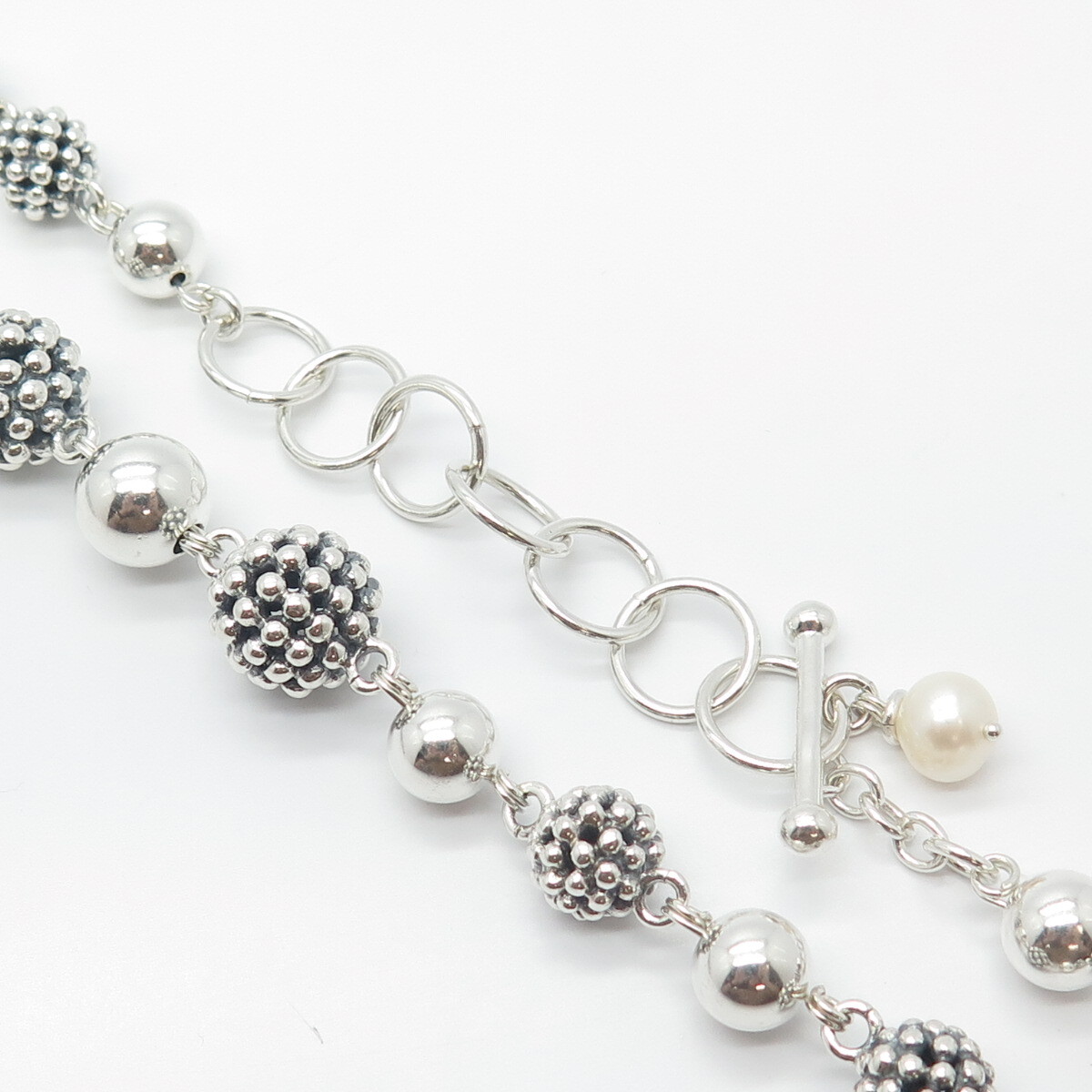 925 Sterling Silver Vintage Michael Dawkins Real Pearl Ball