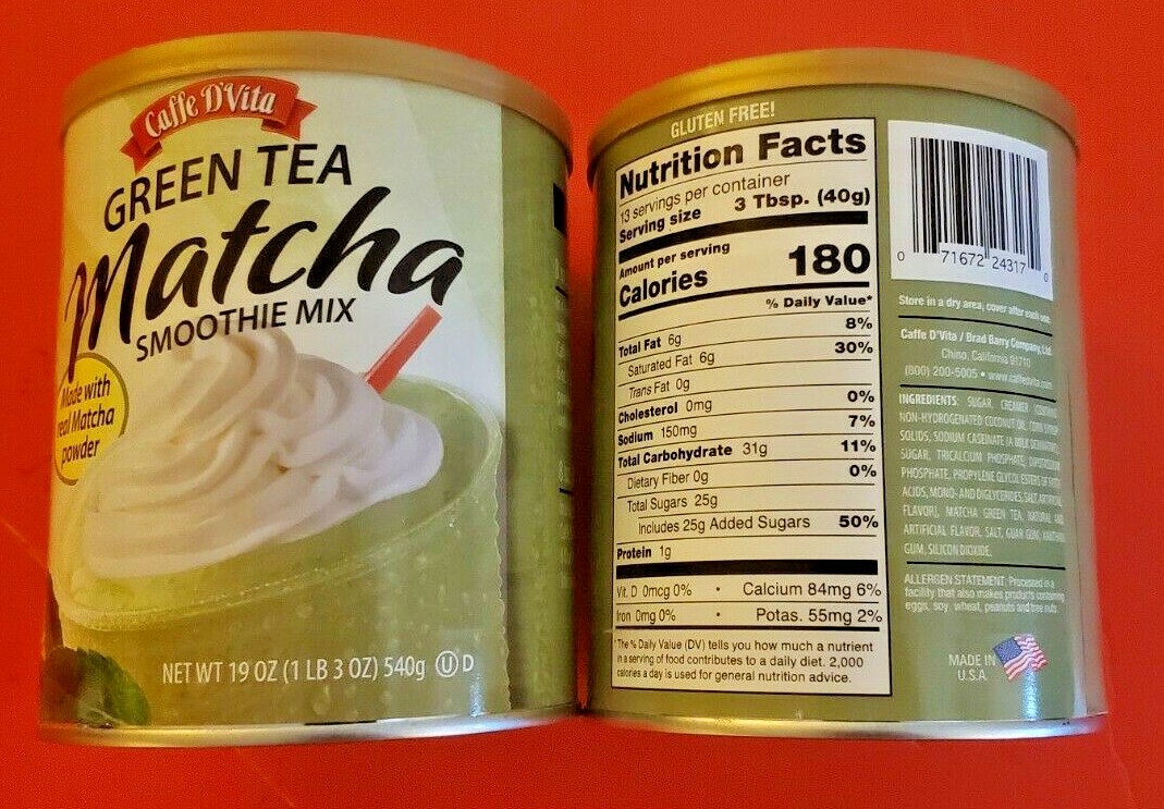 2 PACK GREEN TEA MATCHA SMOOTHIE MIX MADE WITH REAL MATCHA