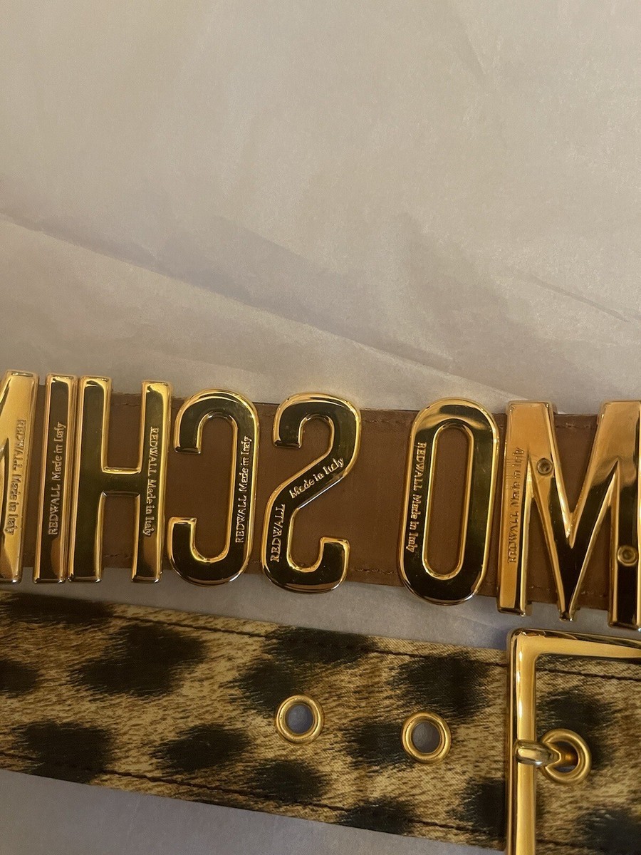 Moschino Leopard Print Belt with Gold Logo 1980s Moschino by Redwall Gold Letters Animal Leopard Print  main image 4