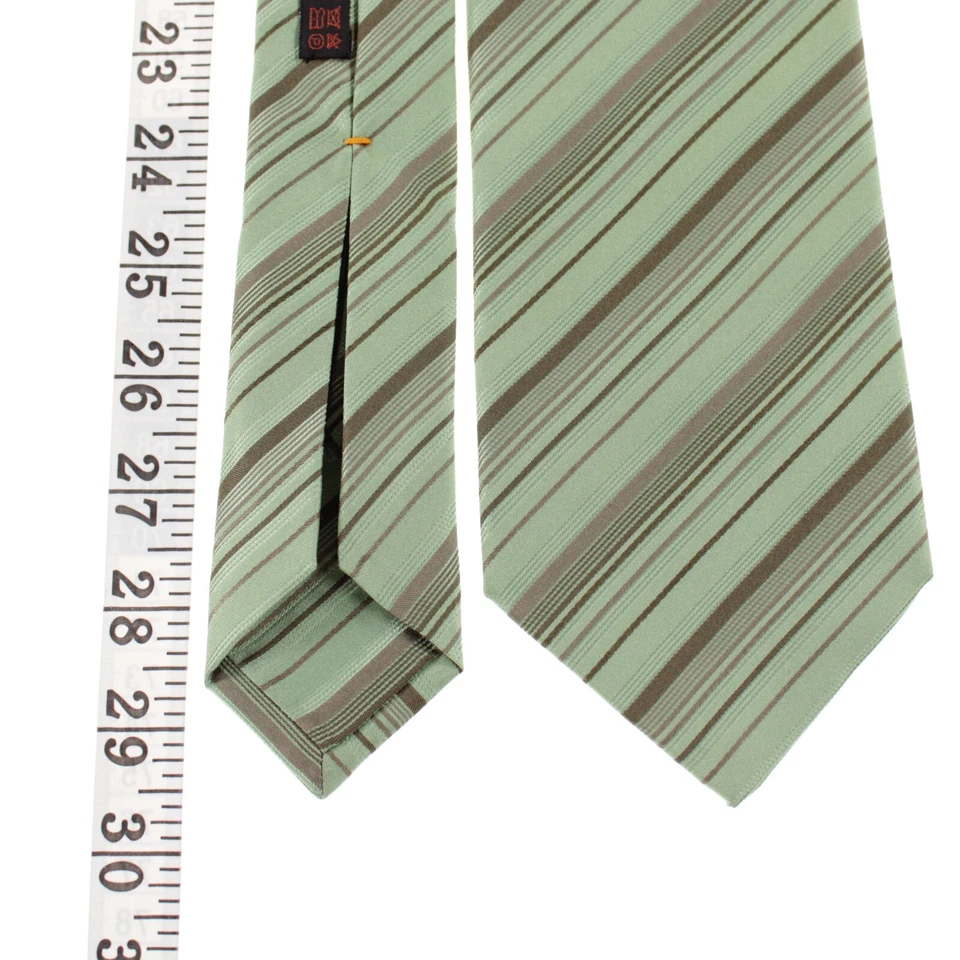 Corbata Dolcepunta 100 % seda nueva sin etiquetas en verde con rayas marrones/taupe Foto 4 de 4