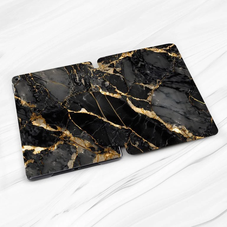 Dark Grey Gold Marble Stone Case For iPad 10.2 Air 3 4 5 Pro 9.7 11 12.9 Mini - Image 2 of 4