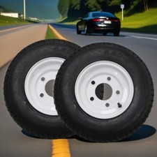 2set 4.80-8 4.80x8 480-8 Trailer Tires With Rims 5 Lug On 4.5 And White Wheels