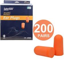 200 Pair Disposable PU Soft Foam Ear Plugs Noise Reduction Cancelling Sleep Bulk