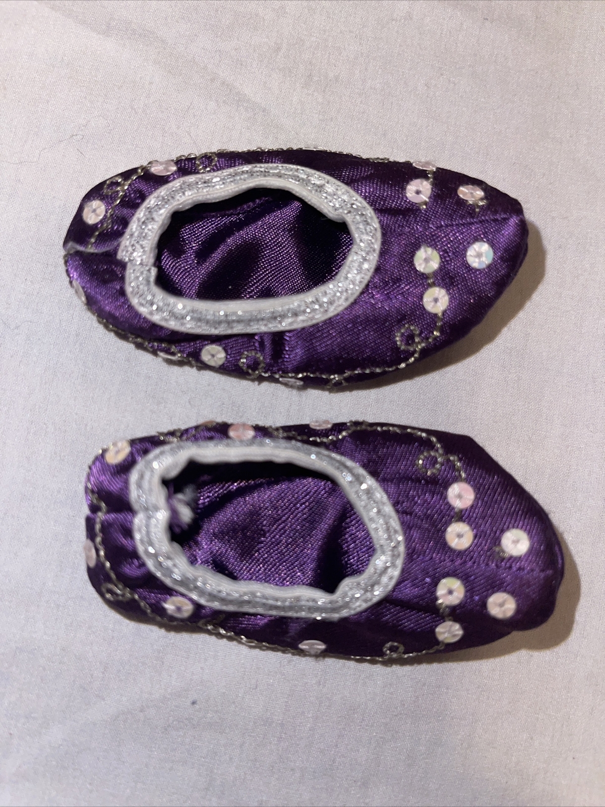 SAOLA Pantofole American Girl stampa paisley pigiama danza raso solo paillettes viola 18"