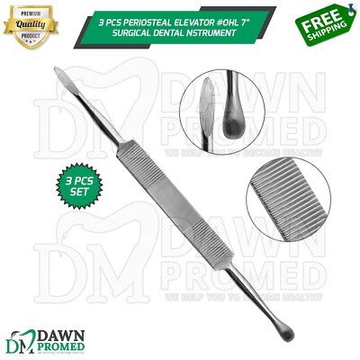 3 Pcs Periosteal Elevator #OHL Double Ended 7'' Surgical Dental Inst German Grade