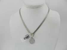 Giani Bernini Cubic Zirconia Pavé Disc 17" Toggle Necklace in Sterling Silver