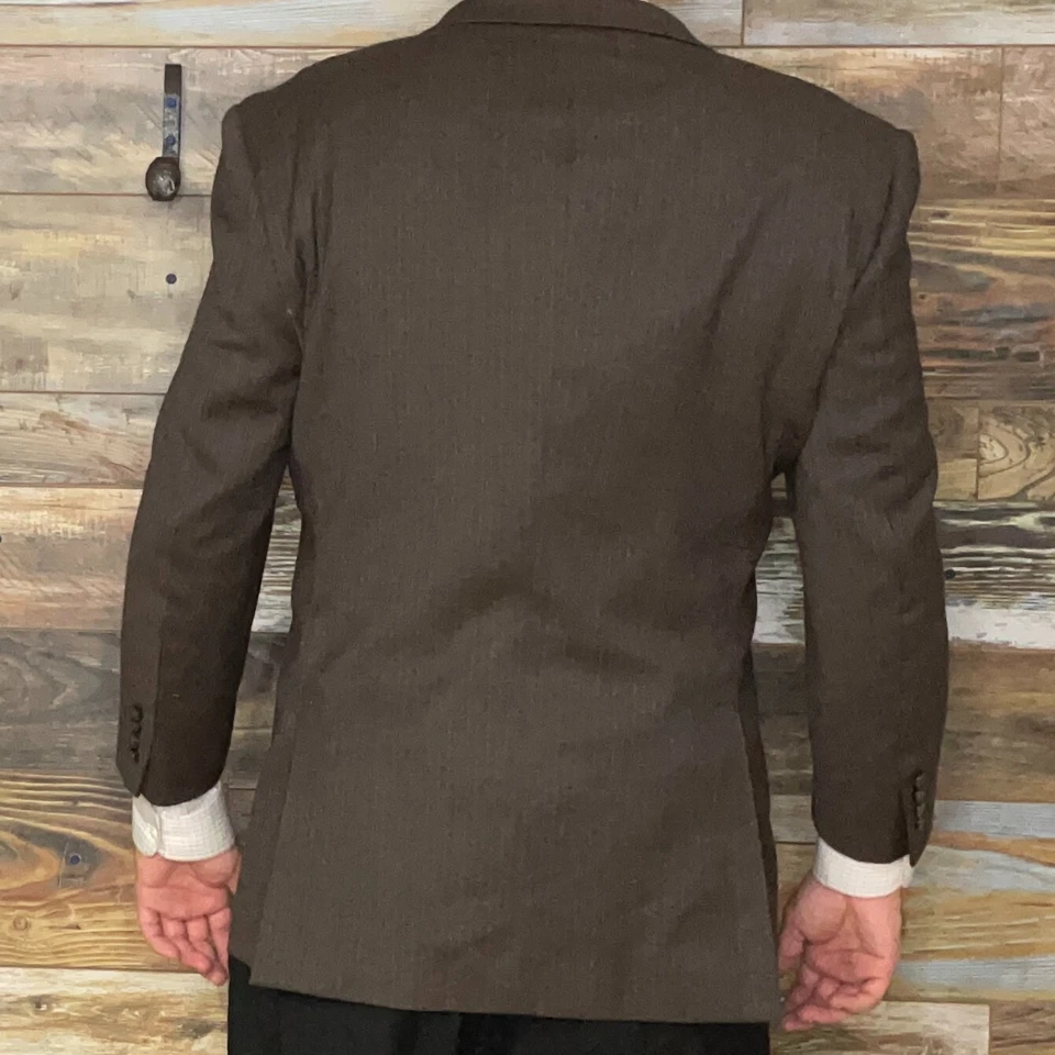 Blazer Chaqueta Deportiva Bachrach 100% Lana Marrón Rayas Doble Ventilación Talla 46R Foto 3 de 4