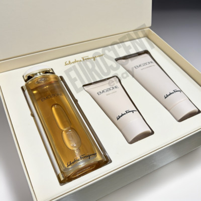 Salvatore Ferragamo Emozione  perfume 3.1 oz EDP + Lotion + Shower Gel 3pc Set