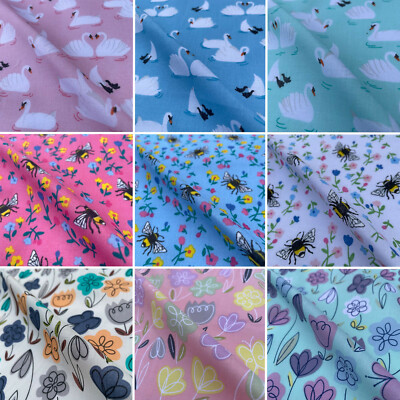 Polybaumwolle Blumen Bienen Comic Tiere Kleid Kinder Handwerk Stoff | 45 Zoll breit