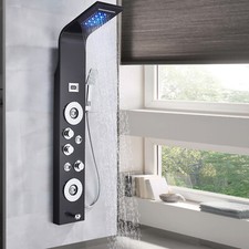 ELLO ALLO Shower Panel Tower LED Rainfall Waterfall Massage System with Body Jet