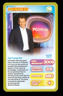 1 x TV Infokarte von Pointless 2009 Alexander Armstrong Richard Osman - R048