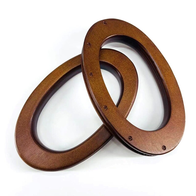 2PCS Bag Handles Wooden Oval Shape Handles Replacement for Handmade Bag