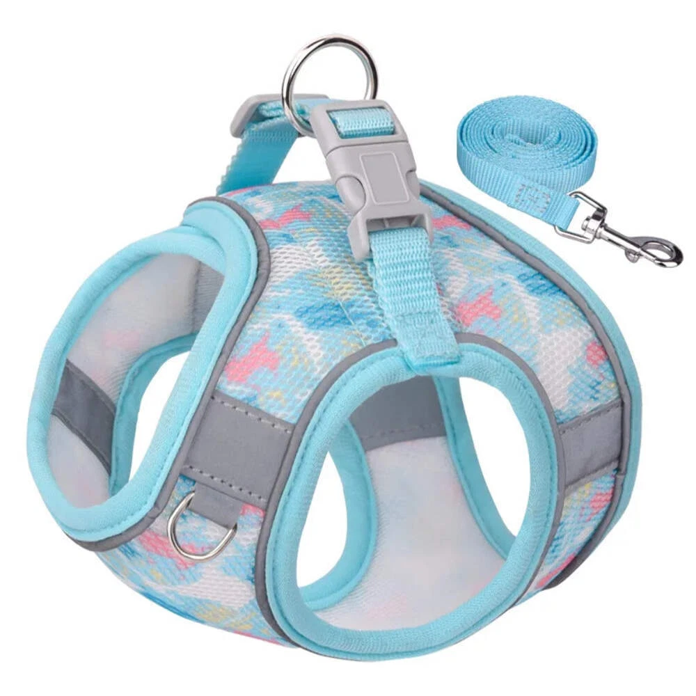 Dog Harness Leash Set Breathable Pet Chest Strap Puppy Kitten Reflective Vest fo