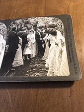 Vintage 1902 Congratulations Wedding Bride & Groom White Stereoview Photo Card