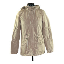 Divided H&m Womens Military Barn Jacket Beige Snap Pockets Long Sleeve 4