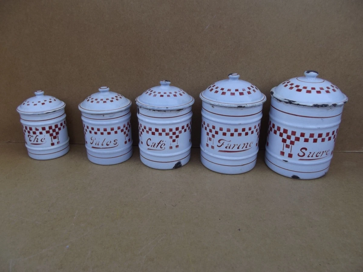 3 Anciens Pots de Cuisine en Tôle Emaillée - Vintage French Finds