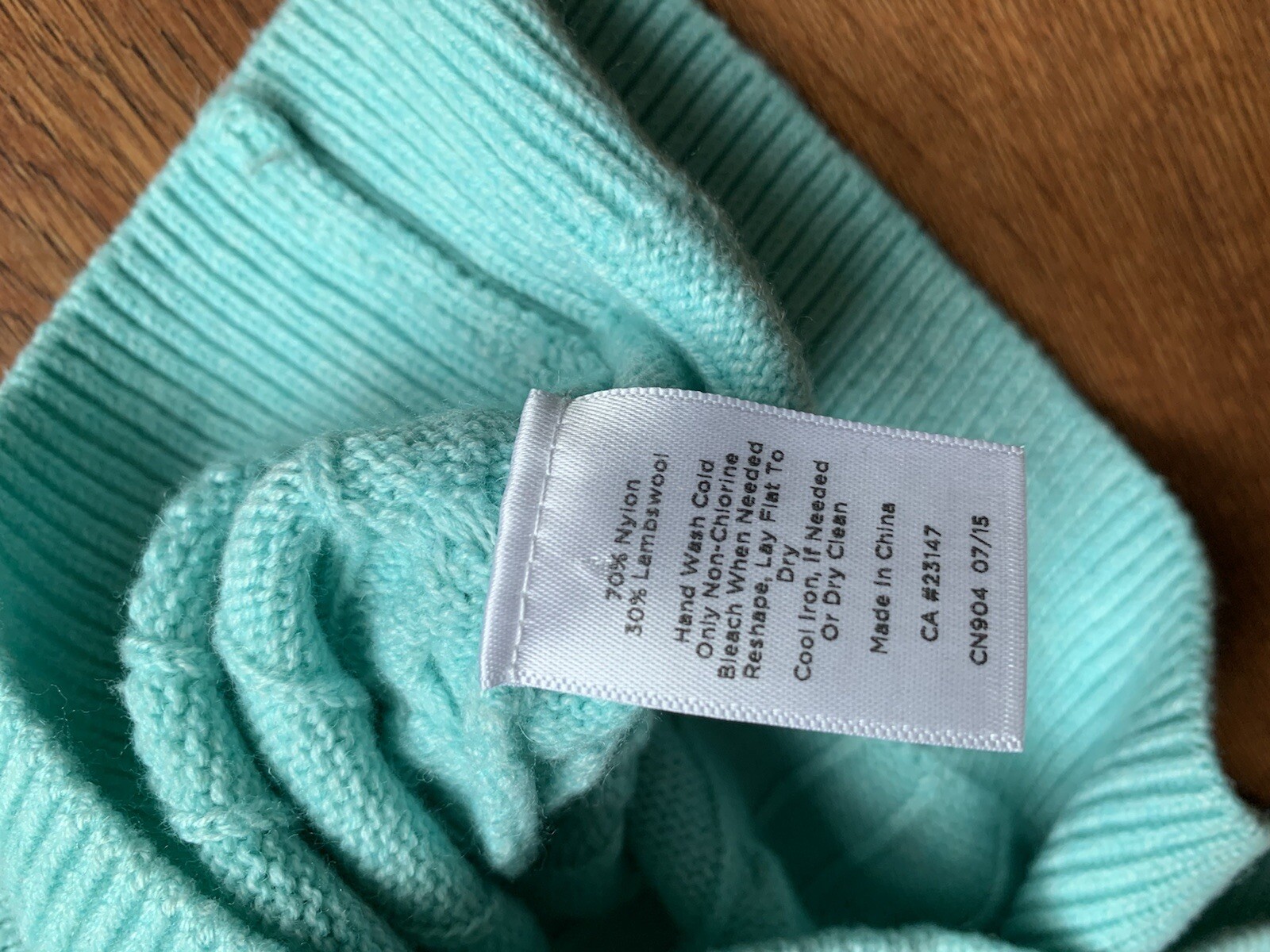 TALBOTS  Sweater Size P Solid  Blue Cable Knit Lo… - image 5