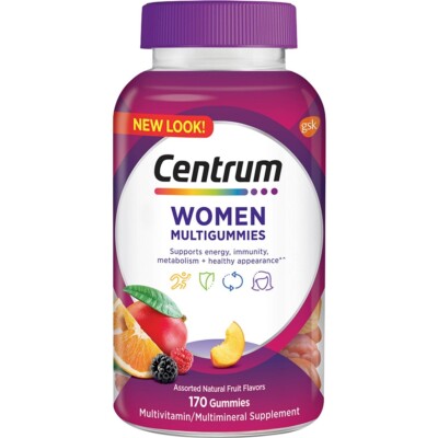 Centrum Women's Multivitamin Supplement Gummies, Assorted Fruit, 3 pack