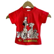 Disney Vintage 2T 101 Dalmatians Red White Graphic Tee Shirt Y2K Single Stitch