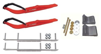 C&A Pro Red Razor Snowmobile Skis w/ 7.5'' Shaper Bars Complete Kit Polaris