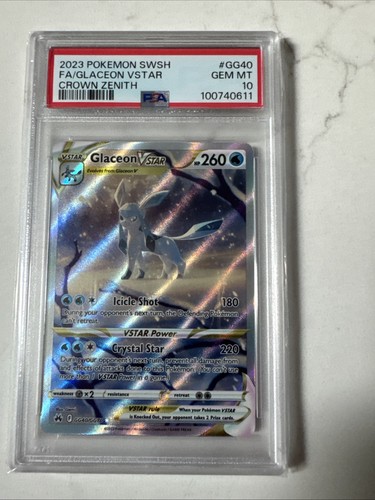 PSA 10 💎 GEM MINT Pokémon GLACEON VSTAR Crown Zenith Full Art GG40/GG70